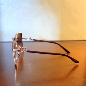 Authentic D&G Women's Elegant Sunglasses with Gold Tone and Brown Details